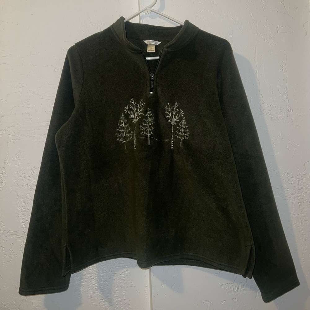 Christopher & Banks Black Sweatshirt with Tree Embroidery